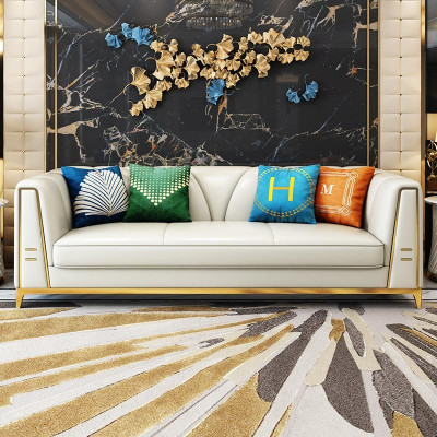 Medusa Edelstahl Leder Sofagarnitur Couch Wohnzimmer Möbel 4tlg Set