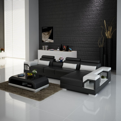 Couch Ecksofa Leder Wohnlandschaft Garnitur Design Modern Sofa L-Form mit USB