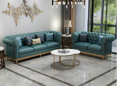 Sofagarnitur Couch Polster 3+2 Sitzer Leder Garnitur Polster Sitz Couchen 2tlg.