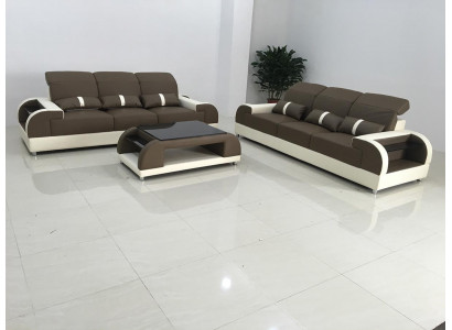 Designer Möbel Moderne 3+3 Sitz Sofagarnitur Set Couch Sitz Sofa Ledersofa Neu