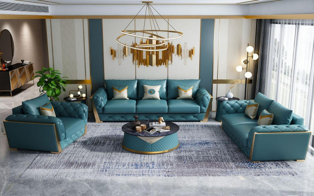 Sofagarnitur 5tlg. Set Sitz Polster Garnituren 2x Beistelltische Sofa Couchtisch neu