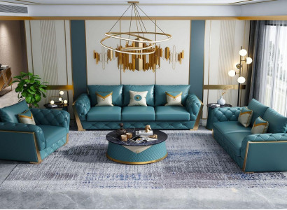 Sofagarnitur 5tlg. Set Sitz Polster Garnituren 2x Beistelltische Sofa Couchtisch neu