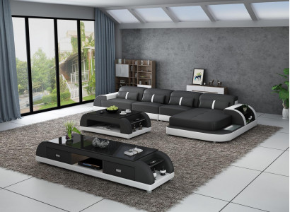 Wohnlandschaft Ecksofa L-Form Sofa Couch Design Couch Leder Modern Polster Neu