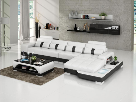 Ledersofa L-Form Couch Wohnlandschaft Ecksofa Garnitur Design Modern Sofa usb Neu