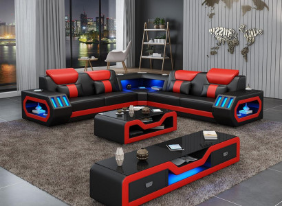 L Form Designer Wohnlandschaft Polster Ecksofa Eck Garnitur Sofa Couch Ecke led