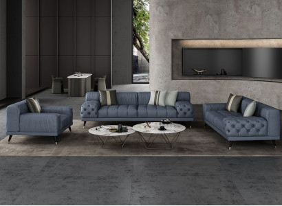 Luxus moderne Sofas Sitzgarnitur 321 Sitzer Sofas Polster Chesterfield Leder Neu