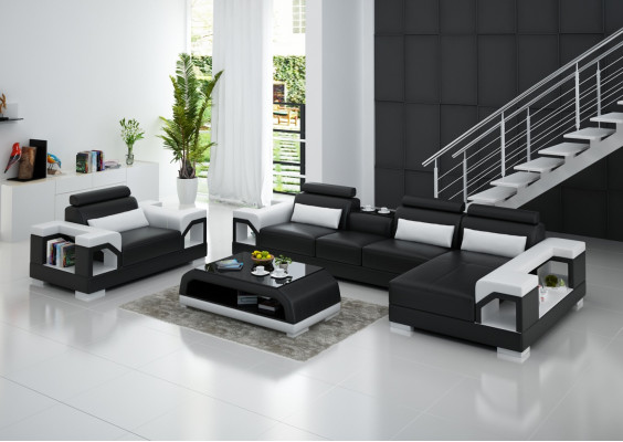 Wohnlandschaft Ecksofa L Form Sessel Set Garnitur Modern Sofa Leder Sitz Ecke