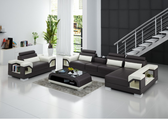 Wohnlandschaft Ecksofa L Form Sessel Set Garnitur Modern Sofa Leder Sitz Ecke
