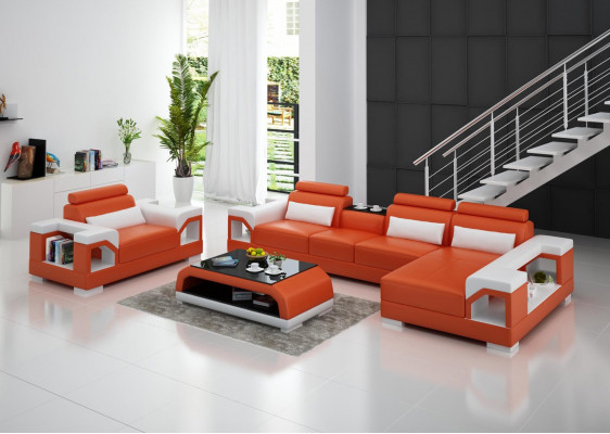 Wohnlandschaft Ecksofa L Form Sessel Set Garnitur Modern Sofa Leder Sitz Ecke