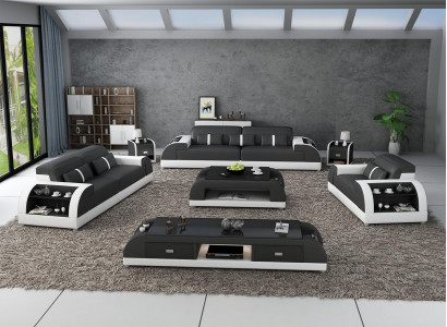 Sofagarnitur 3 2 1 Sitzer Set Sofa Polster Couch Leder Relax Wohnzimmerset Neu