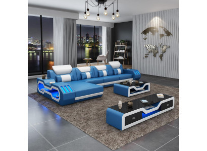 Designer Wohnlandschaft Polster L Form Ecksofa Eck Garnitur Sofa Couch Ecke led