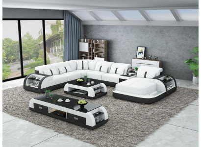 Ledersofa Design Eckgarnitur Ecksofa Luxus Wohnlandschaft led sofa couch Polster