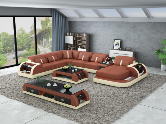 Ledersofa Design Eckgarnitur Ecksofa Luxus Wohnlandschaft led sofa couch Polster