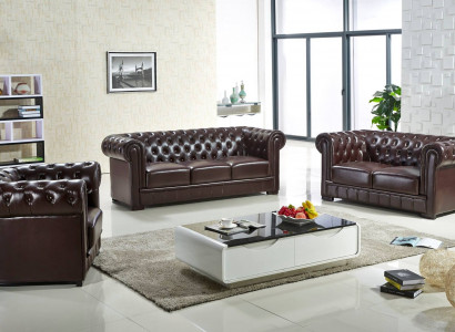 Sofagarnitur 321 Sitzer Set Sofa Polster Couch Leder Relax Wohnzimmerset
