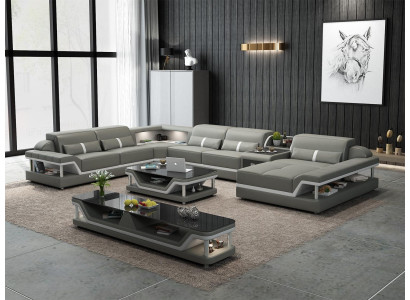 Wohnlandschaft U Form Ecksofa Couchtisch Sideboard Design Wohnlandschaft 3tlg