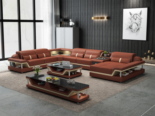 Wohnlandschaft U Form Ecksofa Couchtisch Sideboard Design Wohnlandschaft 3tlg