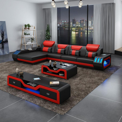 Wohnlandschaft L Form Ecksofa + Couchtisch + Sideboard Design Wohnlandschaft