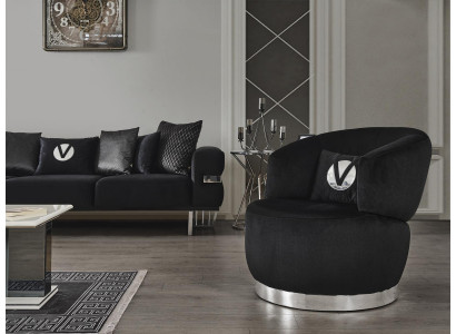 Schwarzer Sessel 1sitz textil wohnzimmer luxus neues design sessel sessel modern