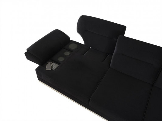 Sofa Couch Möbel 3+1 Sitz Couchtisch Sofagarnitur Couchen Sofas Möbel Schwarz