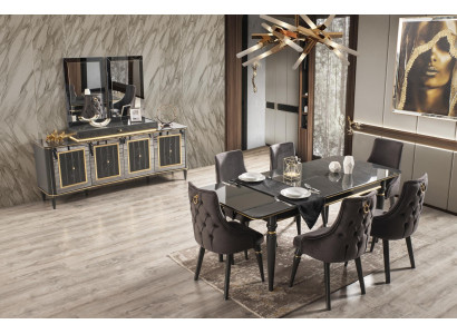 Luxus Esszimmer Esstisch Stuhl Gruppe Garnitur Set Holz Tisch Tische 7tlg. Sets