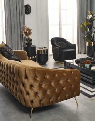 Sofa Chesterfield 3+1 Sitzer Couchen Möbel Couchtisch Sessel Textil Stoff