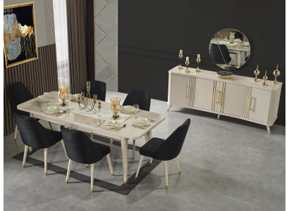Esszimmer Set Ess Gruppe Holz Tisch Tische 7tlg Komplett Set Esstisch + 6 Stühle