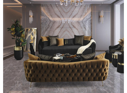 Luxus Chesterfield Sofagarnitur Couch 4+3 Sitz Couchen Textil Sofa Möbel