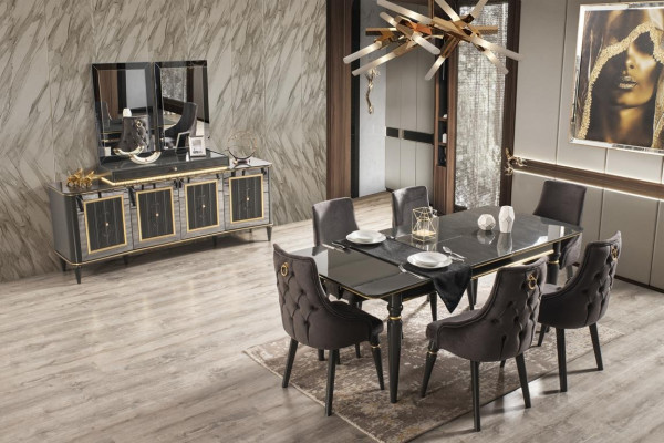 Luxus Esszimmer Esstisch Stuhl Gruppe Garnitur Set Holz Tisch Tische 5tlg. Sets