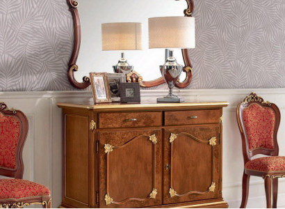 Anrichte Kommode Spiegel Kommode Schubladen Holz Art Deco Luxury Design Set 2tlg