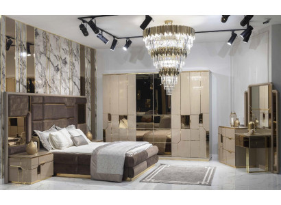 Luxus Schlafzimmer Bett Nachttisch Kleiderschrank Kommode Set 5tlg