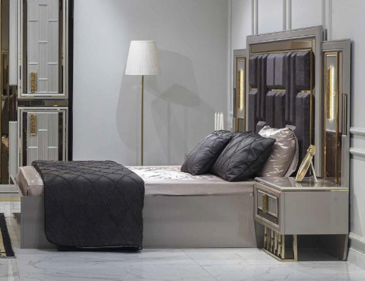 Schlafzimmer Bett Nachttisch Kleiderschrank Kommode Holz Set 5tlg.