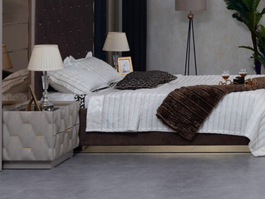 Doppelbett 2 Nachttische Kleiderschrank Schlafzimmermöbel Set 4tlg.