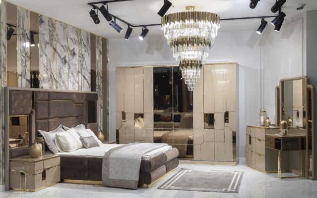 Bett Polster Bettrahmen Möbel Design Doppelbett Luxus Schlafzimmer