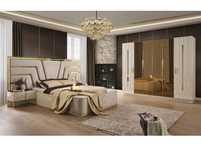 Schlafzimmer Bett Design Betten Nachttische Kleiderschrank 4tlg Set