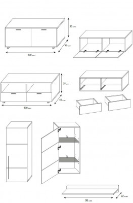 Hochglanz Wohnwand Schrankwand Wohnzimmer Schrank Vitrine Sideboard