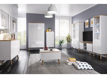 Hochglanz Wohnwand Schrankwand Wohnzimmer RTV Vitrine Sideboard