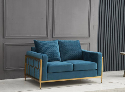 Sofa 2 Sitzer Couch Design Polster Modern 100% Textil Stoff Modern