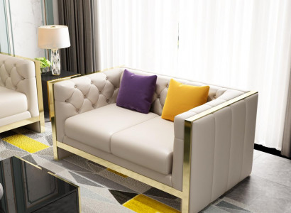 Sofa 2 Sitzer Ledersofa Couch Wohnlandschaft Garnitur Design Modern