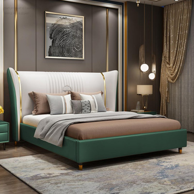 Designer Polster Doppelbett Betten Bett Schlafzimmer Textil Ehebett Leder