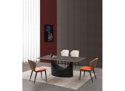 Hochwertiger Tisch Luxus Tische Esszimmer Möbel Säulen Fuß Stein Optik