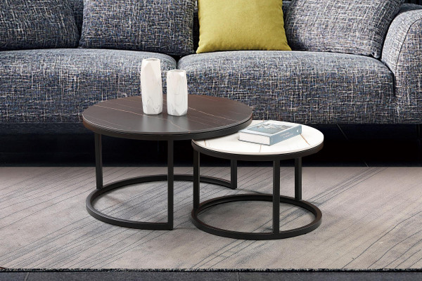 Wohnzimmer Runde Set 2x Couchtisch Kaffeetisch Beistelltisch Designer