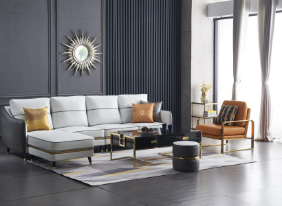 Modernes Sofa Ecksofa L Form Couchtisch Hocker Ecksofa Polster Hocker