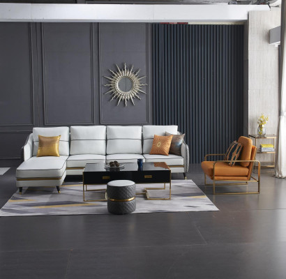 Modernes Sofa Ecksofa L Form Couchtisch Hocker Ecksofa Polster Hocker