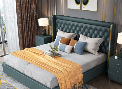 Schlafzimmer Bett Nachttische 3 tlg. Set Design Deko Luxus Betten Leder