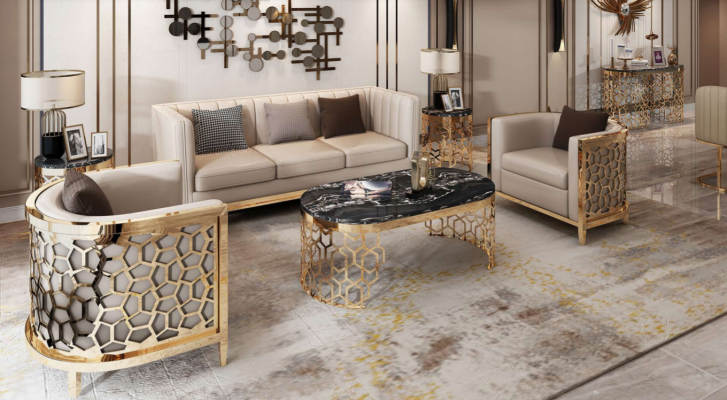 Design Polster Sofas Leder Relax Modern NEU Beige Sitzgarnitur 3+1+1 Sitzer