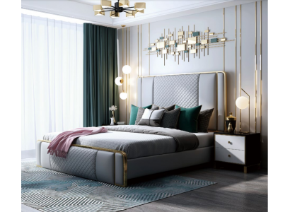 Designer Doppelbett Bett Hotel Luxus Schlafzimmer 140/160x200cm Leder