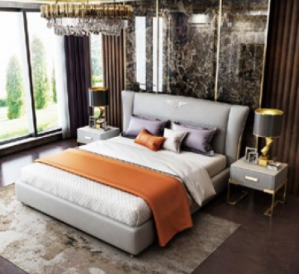 Luxus Schlafzimmer Designer Doppelbett Bett Hotel 180/200x200cm Leder