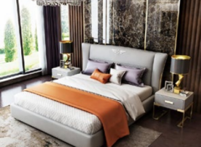 Luxus Schlafzimmer Designer Doppelbett Bett Hotel 180/200x200cm Leder