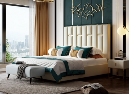 Luxus Schlafzimmer Doppelbett Bett 150/180x200cm Metall Neu Hotel