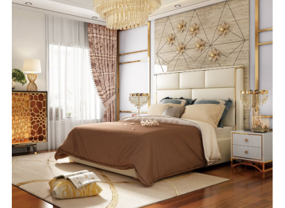 Designer Doppel Bett Hotel Luxus Schlafzimmer 180x200cm Leder Metall